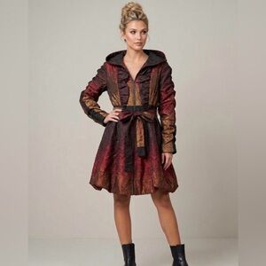NWT Samuel Dong | $325US Bronze Iridescent Bubble Trench Coat Dress - Size L